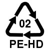 Номер 2 – полиэтилен высокой плотности. Буквенная маркировка HDPE или PE HD.